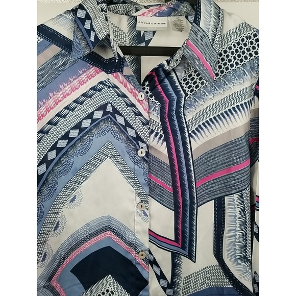 Alfred Dunner Womens Button Up Top 3/4 Sleeves Blouse Size 12 Petite‎ - Picture 4 of 6